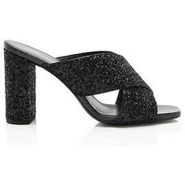 Sandali Mule Loulou Glitter Saint Laurent Nero
