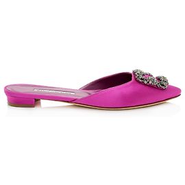 Mules Hangisi de cetim e cristal Manolo Blahnik Roxo
