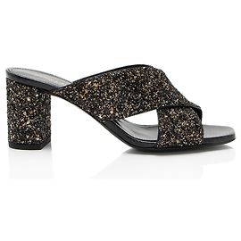 Sandali Mule Loulou Glitter Saint Laurent Nero