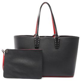 CABATA SMALL Leder Tote Bag von Christian Louboutin Schwarz