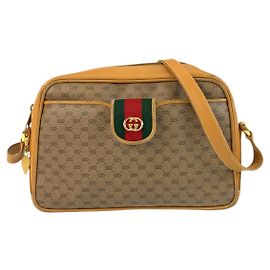 Borsa a Spalla Gucci Vintage Micro GG Beige Marrone Beige