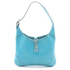 Bolsa de Ombro de Couro Trim 24 da Hermès Azul