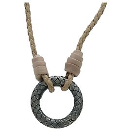 Collar de cuero con soporte para gafas Bottega Veneta Rosa