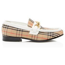 Burberry Nova Check Leather Moorley Loafers Brown Beige