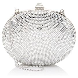 Runde Kristall Minaudière Judith Leiber Silber Metallisch
