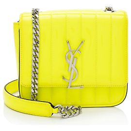 Saint Laurent Patent Leather Monogram Vicky Small Shoulder Bag Jaune
