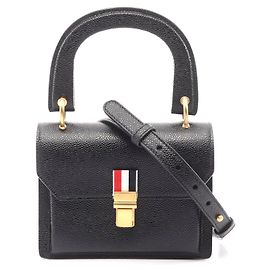 Bolsa de mão em couro pebble grain de Thom Browne Preto