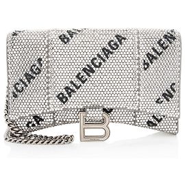 Balenciaga Crystal Logo Hourglass Chain Bag Black