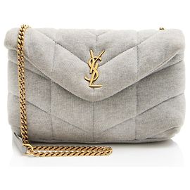 Saint Laurent Jersey Monogram Puffer LouLou Toy Shoulder Bag Gris