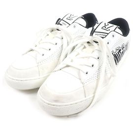 Louis Vuitton Leather Sneakers Black White