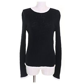 Top de algodón de punto Chanel Negro Blanco