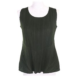 Issey Miyake PLEATS PLEASE T-shirt Polyester Top Green Khaki