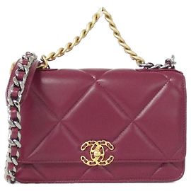 Chanel 19 Línea AP3267 Cartera de Cadena Burdeos