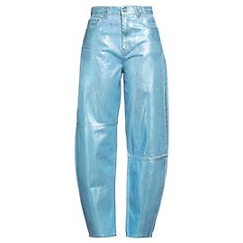 Ganni Jeans Stary Blu Metallico Cotone Argento Blu chiaro