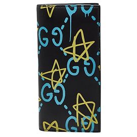 Cartera larga Gucci Ghost Star Print Negro Azul Amarillo