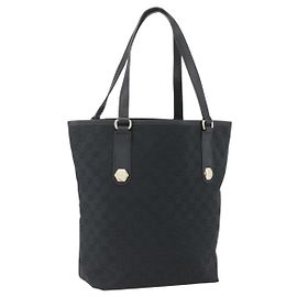 Borsa Tote GG Canvas Gucci Nera Oro 153009 Auth ka1012 Nero D'oro