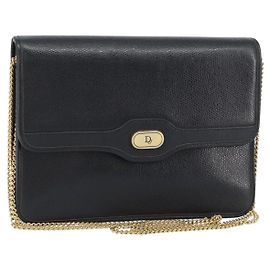Borsa a spalla con catena Christian Dior in pelle nera e oro Auth 160675 Nero D'oro