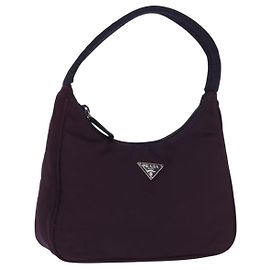 PRADA Accessory Pouch Nylon Purple Silver Auth BA9459SAV Silvery Purple