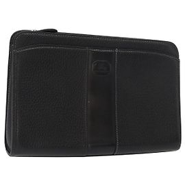 Clutch aus schwarzem Leder mit Silber BURBERRY Auth bs31756 Schwarz Silber