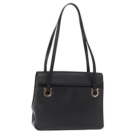 Borsa Tote Gancini in pelle nera e oro Salvatore Ferragamo Auth 158712 Nero D'oro