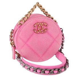 CHANEL Borsa a Spalla Matelassé in Tela Rosa Oro CC Auth bs32090 Rosa D'oro