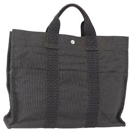 Hermès HERMES Sac à main Her LineMM en toile gris argent authentique 157426 Marron Argenté