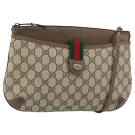 Borsa Gucci GG Supreme Web Sherry Line in PVC beige e oro 904 02 026 Auth ka1036 Beige D'oro