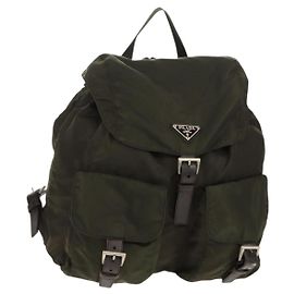 PRADA Rucksack aus Nylon Khaki Silber authentisch 157774 Silber Khaki
