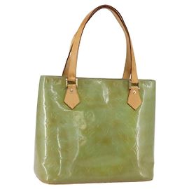 LOUIS VUITTON Sac à main Monogram Vernis Houston Bleu Bébé M91005 LV Auth 157916 Bleu clair