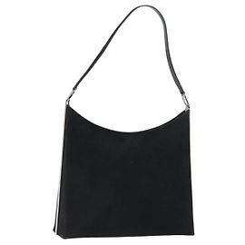 Borsa a Spalla Vala in Pelle Scamosciata Nera e Oro Auth BA9014 di Salvatore Ferragamo Nero D'oro
