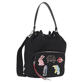PRADA Handtasche Nylon 2-Wege Schwarz Silber Auth 158945SAM Schwarz Silber