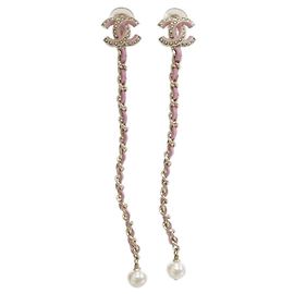 Boucles d'oreilles Clip AB1517 de Chanel Rose Blanc Doré