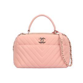 Borsa da bowling in pelle rosa Chanel usata Rosa