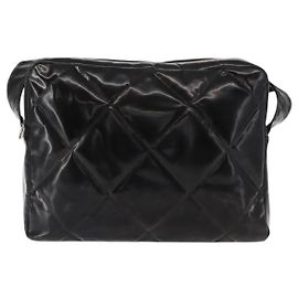 Sac à épaule vintage Chanel en émail Noir