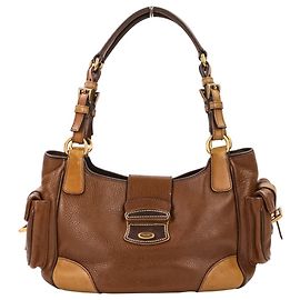 Prada Vit Daino Rocke Shrink Leather Handbag Brown