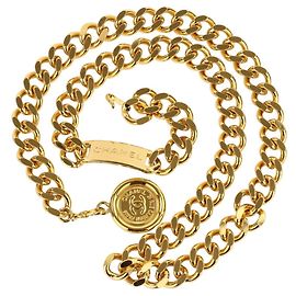 Cinturón de cadena con moneda Coco Mark vintage de Chanel Dorado