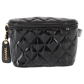 Chanel Vintage Zip Belt Bag Quilted Lambskin Small Black