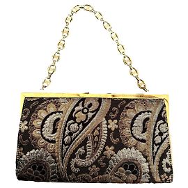 Céline Celine Triomphe Gamaguchi Chain Shoulder Bag Canvas Leather Gold Embroidery Triomphe Bag Golden Multicolore