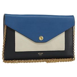Céline Carteira envelope Celine com corrente em couro médio Multicor