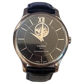 Tissot Tradition Powermatic 80 Open Heart T063.907 ⏰ Automatic 40mm Black Leather + Box/Warranty Black