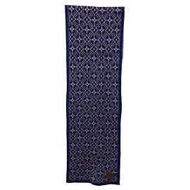 Cachecol Louis Vuitton Monogram Echarpeski Marrom Azul marinho