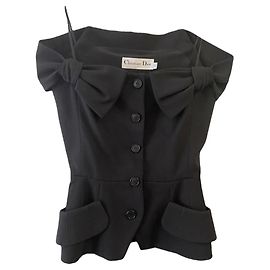 Bustier in seta nero Christian Dior con fiocchi Nero