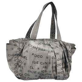 CHANEL Bolsa Tote Ilimitada Nylon Plata CC Auth bs31915 Plata