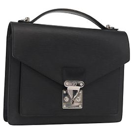 LOUIS VUITTON Borsa a Mano Epi Monceau 28 Nera M52122 LV Auth ep12499 Nero