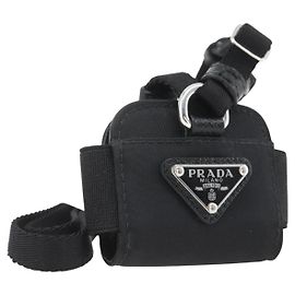 PRADA Per Custodia AirPods Pro Cuffie Nylon Nero 1ZD005 Auth 158639 Nero