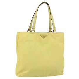 PRADA Sac à main en nylon jaune doré Auth BA9158 Doré Jaune