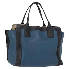 Chloé Sac à main Chloe Alison en cuir bleu doré Auth BA9039 Bleu Doré