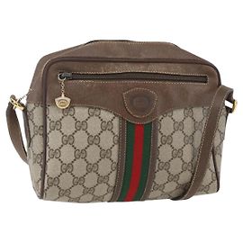Bolsa Sherry Line GG Supreme Web da GUCCI em PVC bege e dourado 00 156 0852 Auth ar13892 Bege Dourado