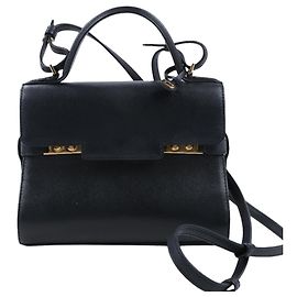 Borsa a mano in pelle Delvaux Tempête PM 2Way nera Nero