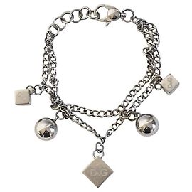 Bracciale vintage DOLCE & GABBANA catena doppia dadi e sfere Argento